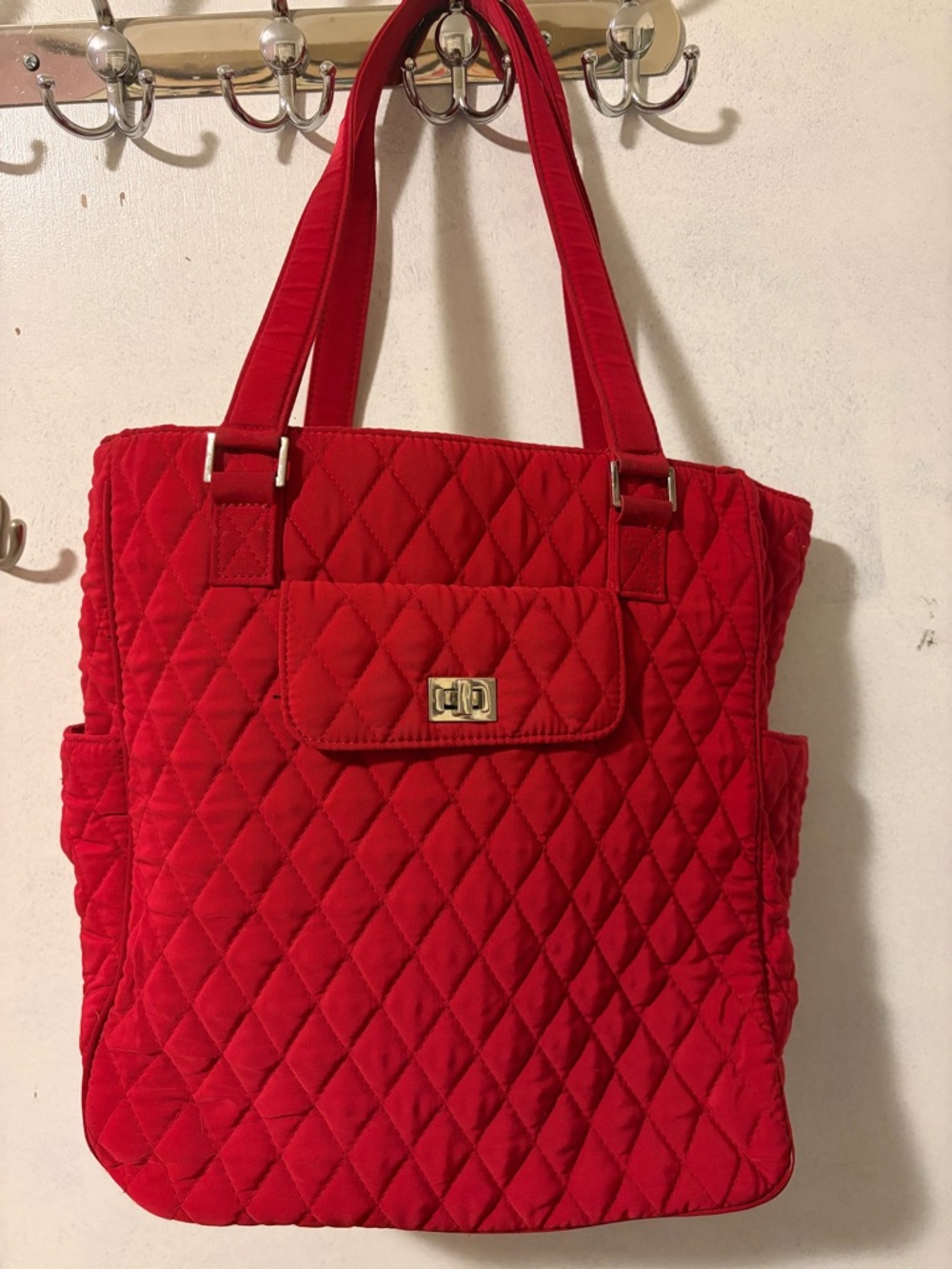 Red Vera Bradley Quilted Tote Bag
